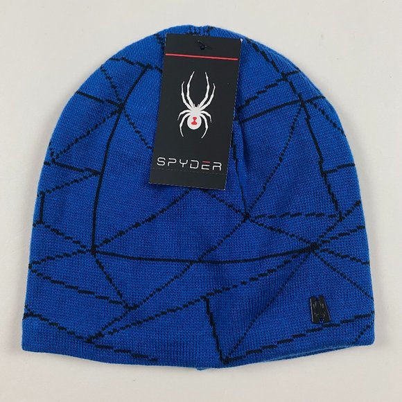 NEW Spyder Web Beanie Hat Cap Toque Blue Ski Snowboard Men's One Size Fits Al - Picture 1 of 7
